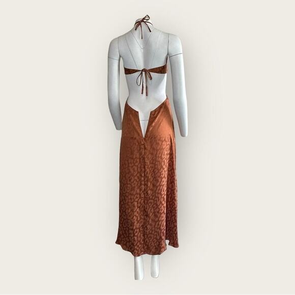 NWT | Rumer | Kenya Cut-out O-Ring Maxi Animal Print Dress | Brown | Small - Picture 5 of 15